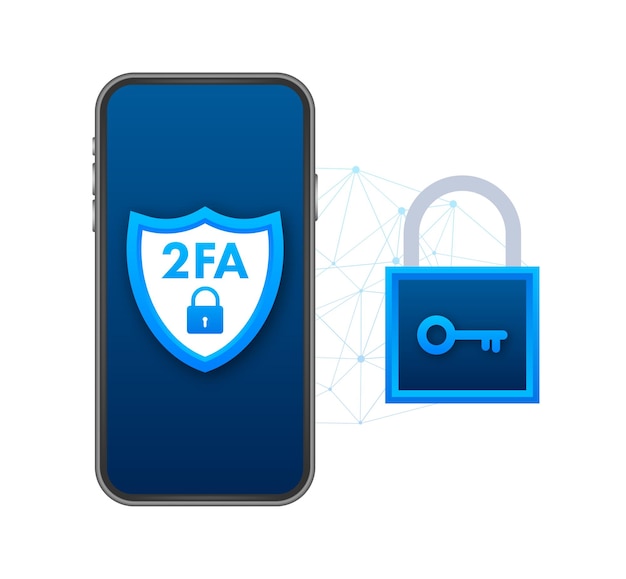 Two step authentication 2fa flat cartoon smartphone and computer safety login or sign in