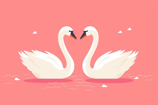 Two swans formed love shape illustration two swans formed love shape swans meant for love lover's day background valentines day background