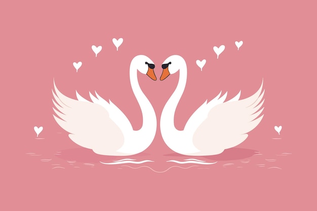 Due cigni formati forma d'amore illustrazione due cigni formato forma d'amor cigni destinati per l'amore sfondo giorno degli innamorati sfondo giorno di san valentino