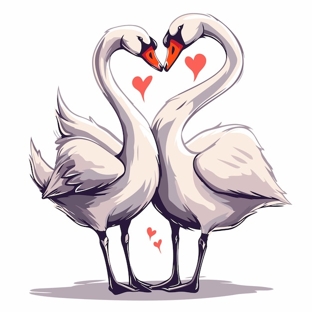 Vector two swans in love vector illustration of two swans