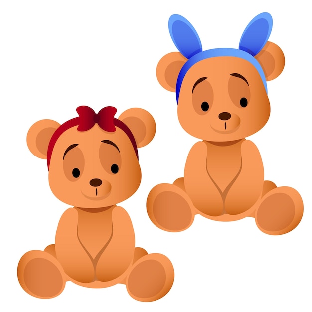Two teddy bears with bow