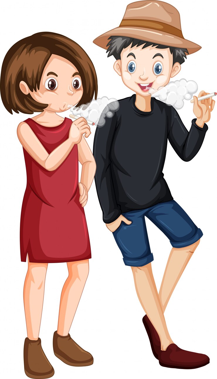 वेक्टर two teenager smoking white background