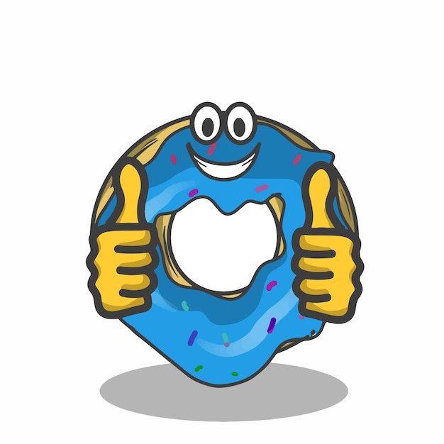 Two thumbs up cute donuts character vector template design illustration