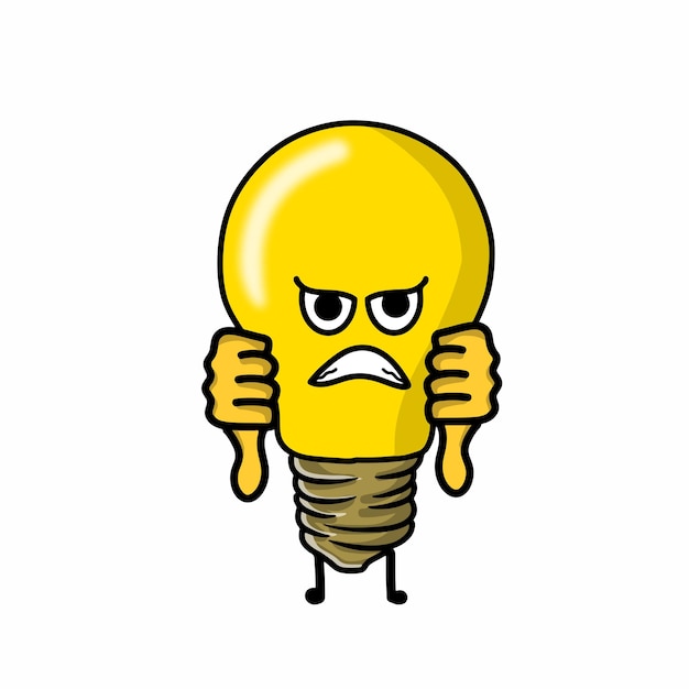 Two thumbs up cute light bulb character vector template design illustration