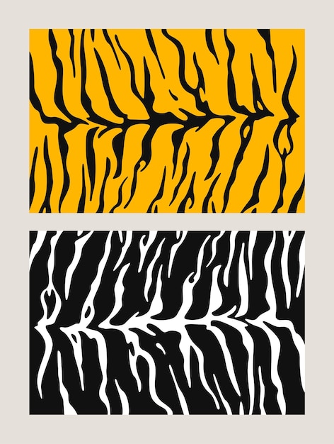 Вектор Два тигровых отпечатка оранжевого цвета и негативного цвета