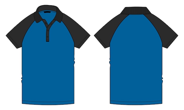 Two tone Color Short Sleeve polo shirt vector illustration template front and back views