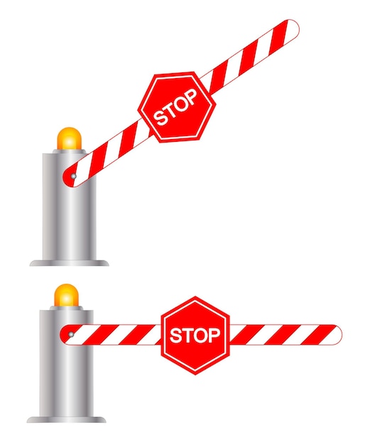 Vettore due coni stradali con un segnale di stop su di essi e un segnale di stop su di essi.