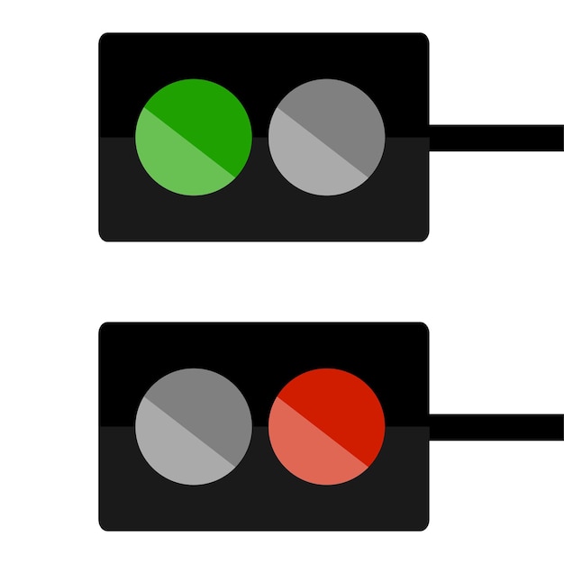 Два светофора с двумя огнями. Векторная иллюстрация. ЭПС 10.