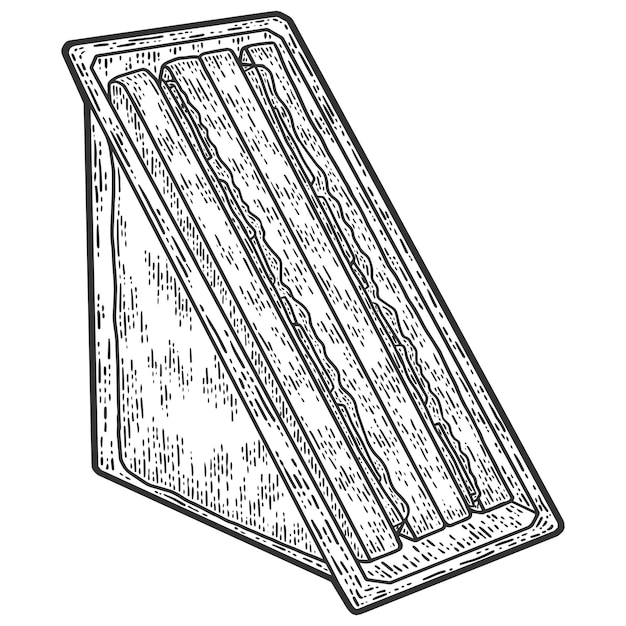 두 개의 삼각형 샌드위치 패키지 스케치 스크래치 보드 모조 흑백