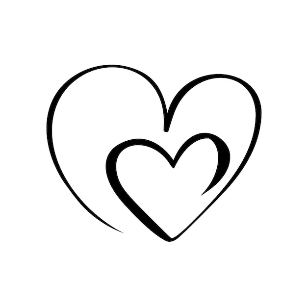 Вектор Два векторных черных сердца подписывают икону на белом фоне иллюстрация романтический символ связан присоединиться
