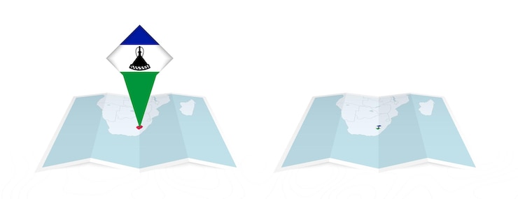 वेक्टर two versions of an lesotho folded map