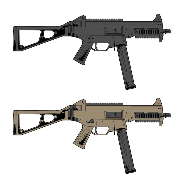 sig ump 45 디자인의 두 가지 버전은 회색과 갈색 회색입니다.