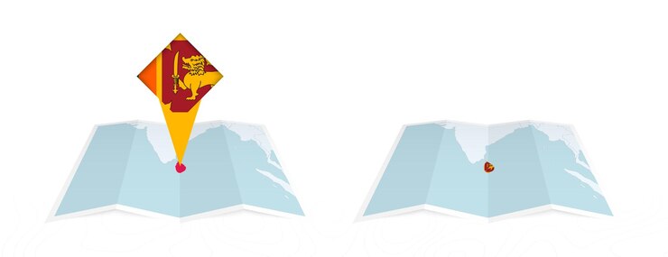 वेक्टर two versions of an sri lanka folded map