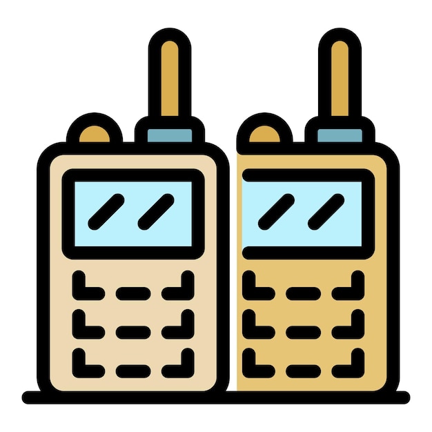 Two walkie talkies icon Outline two walkie talkies vector icon color flat isolated