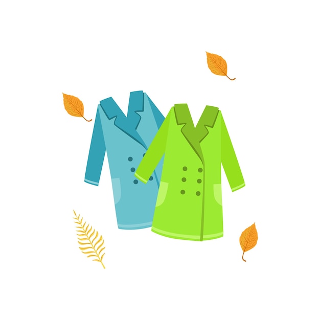 Vector two warm coats as autumn attribute