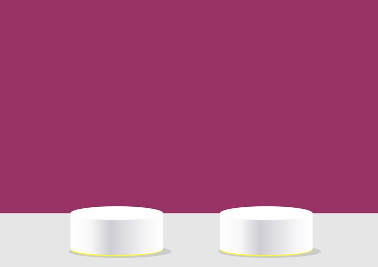 Vector two white boxes on a gray table with a purple background