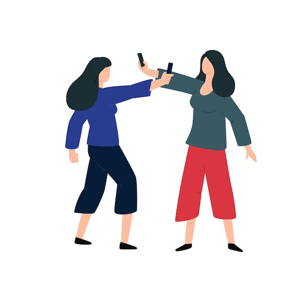 Две женщины стреляют друг в друга по телефону