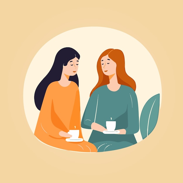 two women talking vector illustration