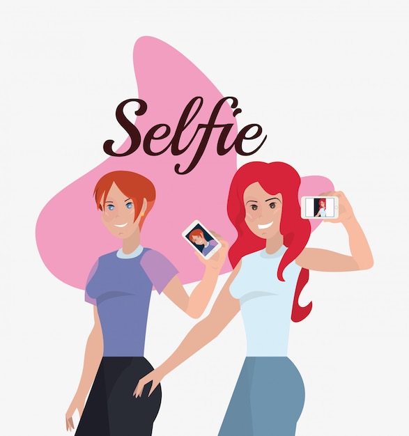 Due donne con selfie mobile