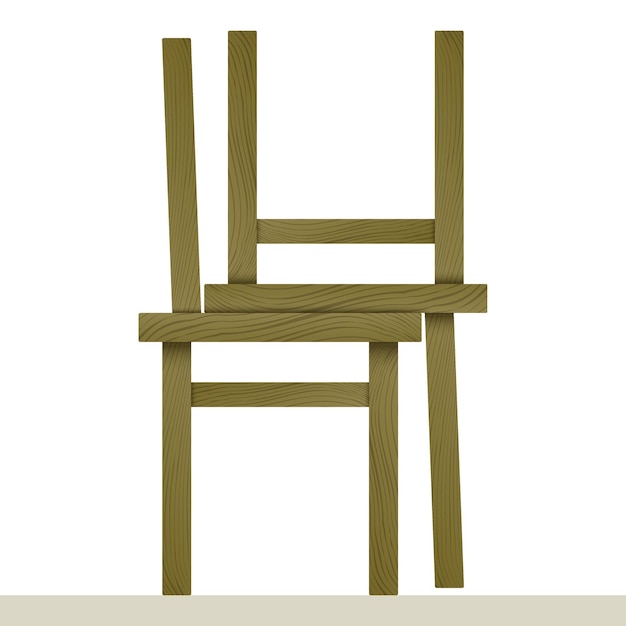 白い背景のベクトル図に分離された互いの上に積み重ねられた2つの木製の椅子