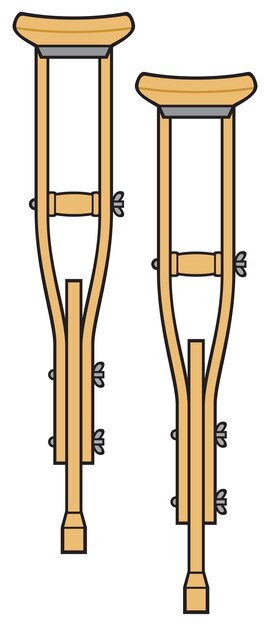 Vector two wooden crutches