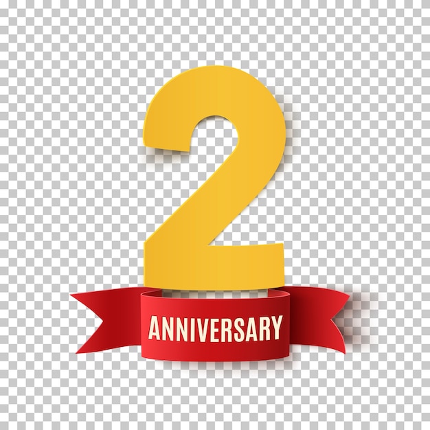 Two years anniversary. background with red ribbon.