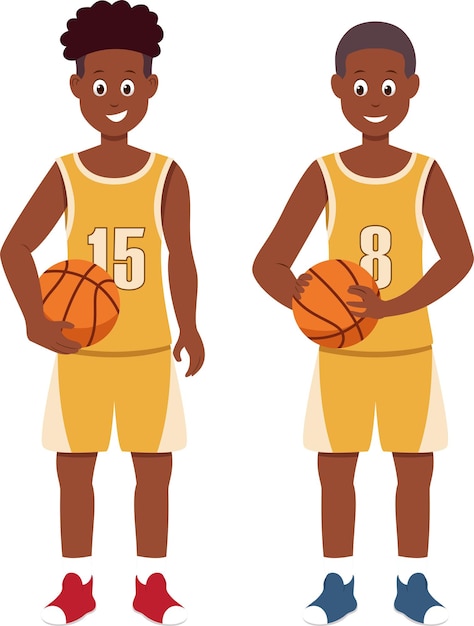 2人の少年バスケットボール選手のイラスト