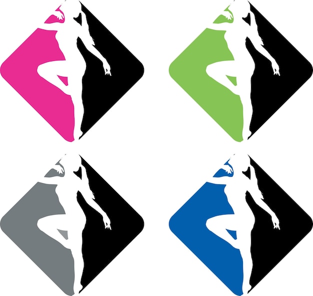 Двухцветный дизайн логотипа для танцевальных школ, изолированных на прозрачном фоне