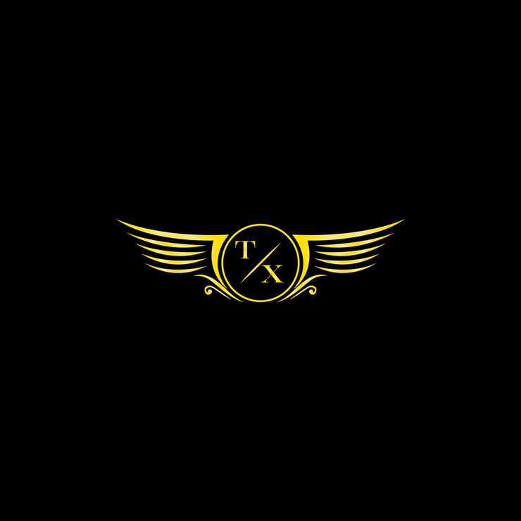 Vector 모노그램이 있는 tx luxury winged badge