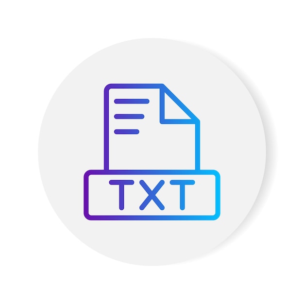 Txt document format file icon with gradient outlines vector illustration