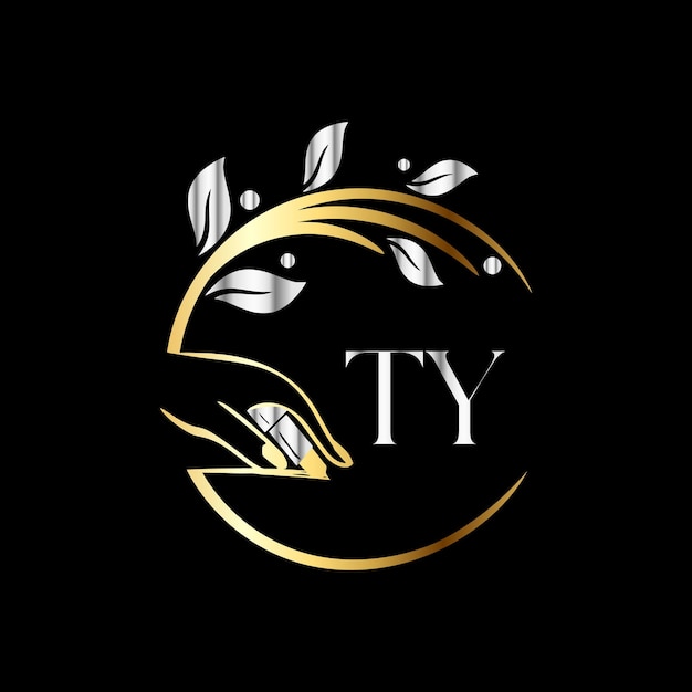 Ty monograms logo unghie, modello vettoriale luxury cosmetics spa beauty