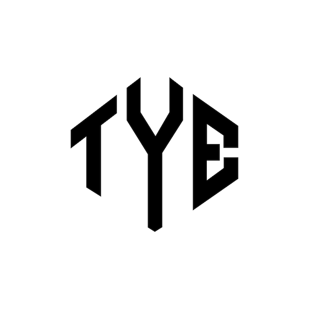 ベクトル tyyは多角形 (tyy polygon) と立方形 (tye cube) のロゴデザインで白と黒の色でtyeモノグラム (tye monogram) ビジネスおよび不動産のロゴです