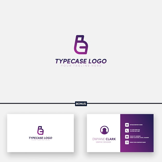 Type case logo with initial t and c logo designs and free business card