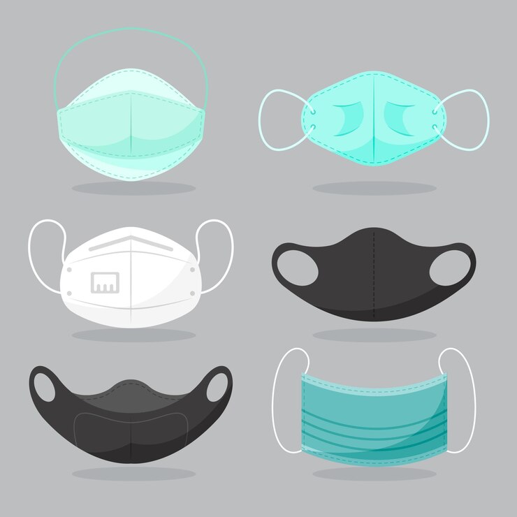 वेक्टर type of face masks concept