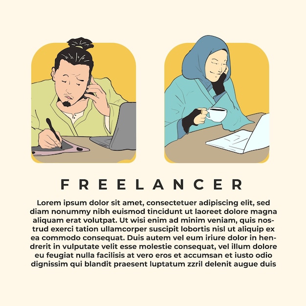 Vector type of freelancer illustration