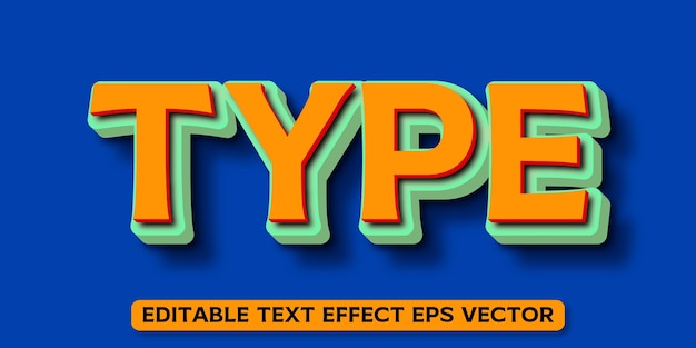 Vector type orange color editable 3d text effect eps vector