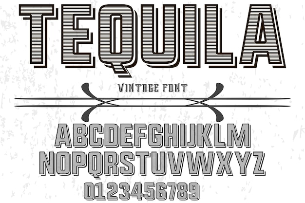 Vettore carattere tipografico ombra effetto font design tequila