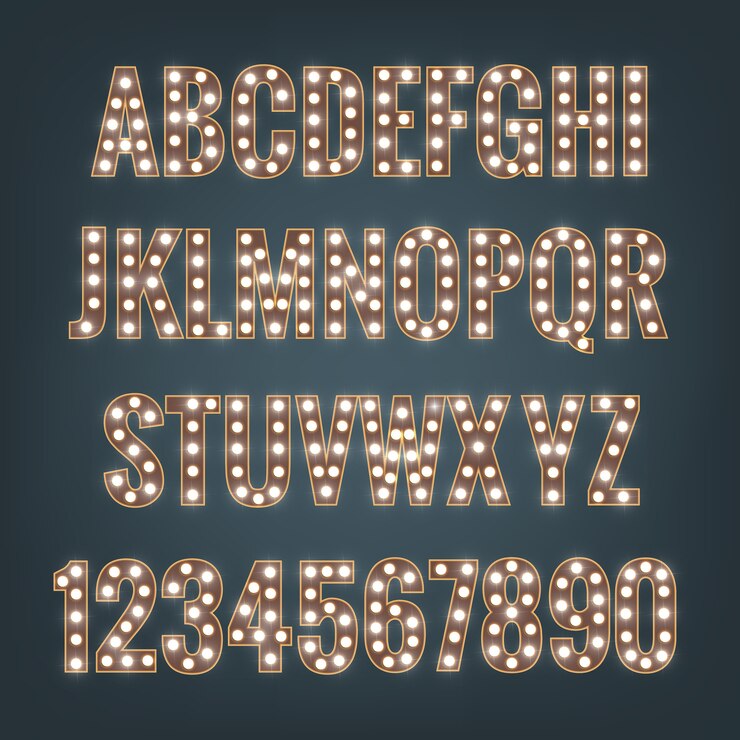 Vector typeface with light bulbs
