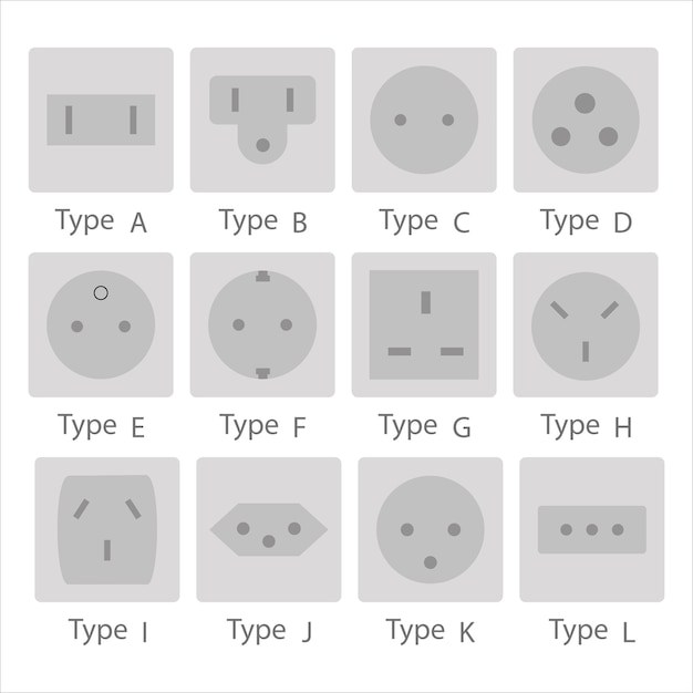 벡터 전원 플러그 및 소켓의 유형 및 표준 플러그 및 소켓 유형 국가별 소켓 유형