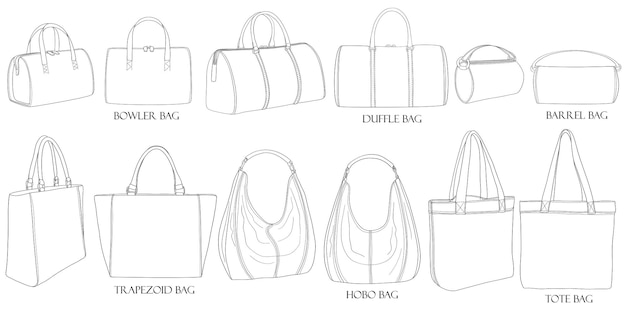 Types of bags Bowling hobo trapezoid duffle barrel tote A set of stylish bulky women's bags