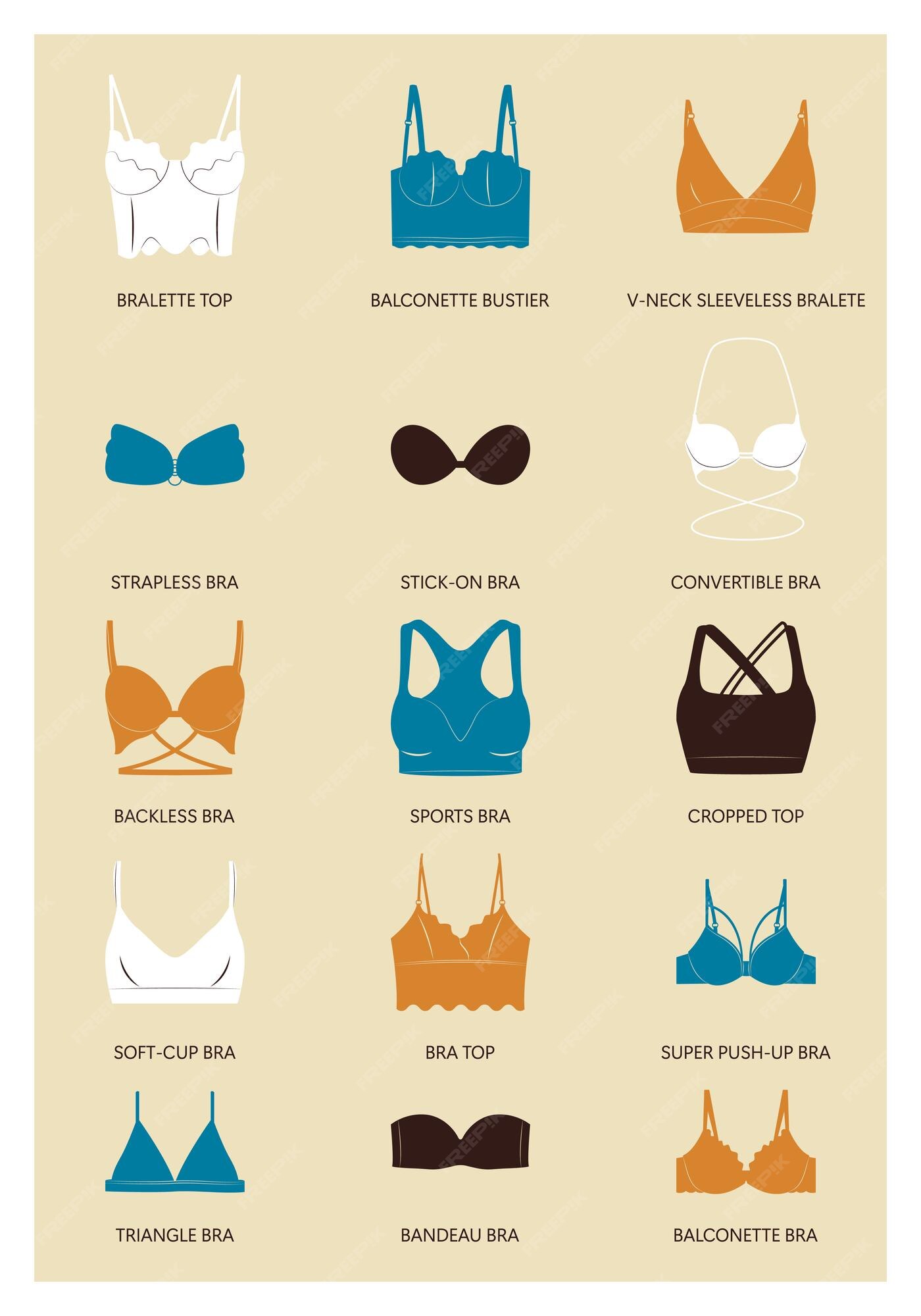 Premium Vector | Types of bras vector set of lingerie