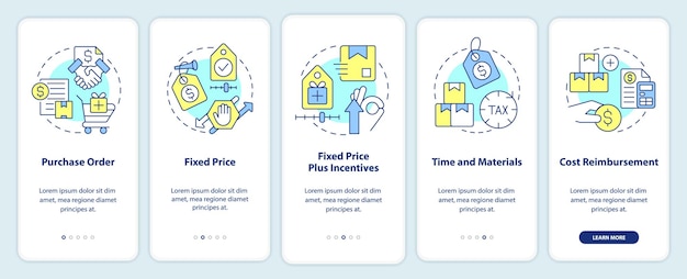 Types of contracts onboarding mobile app screen