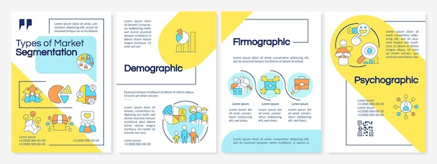 Types of market segmentation yellow and blue brochure template