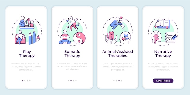 Types of counseling approaches onboarding mobile app screen
