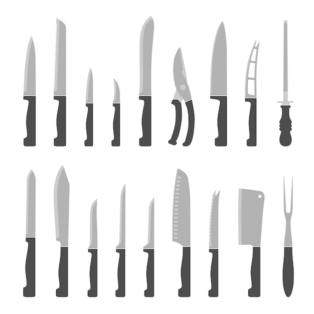 Вектор Типы кухонных ножей