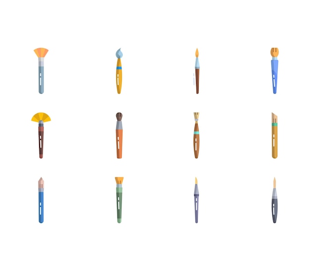 Types of painting and art brushes set