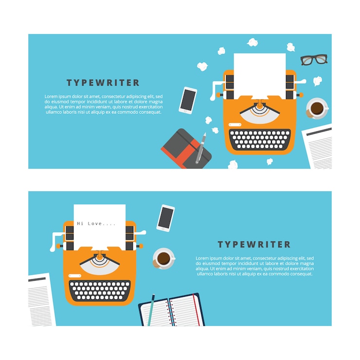 Vector typewriter banner.