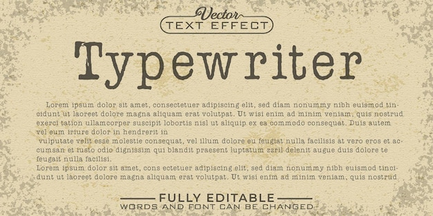 Vector typewriter editable text effect template