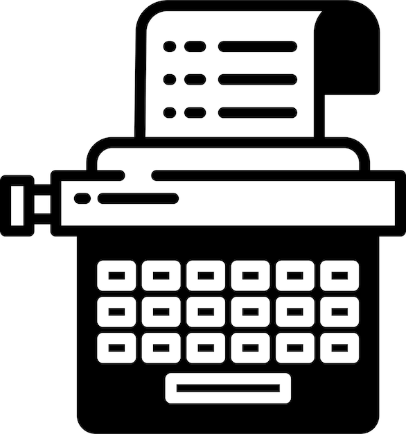 Vector typewriter glyph and line vector illustration