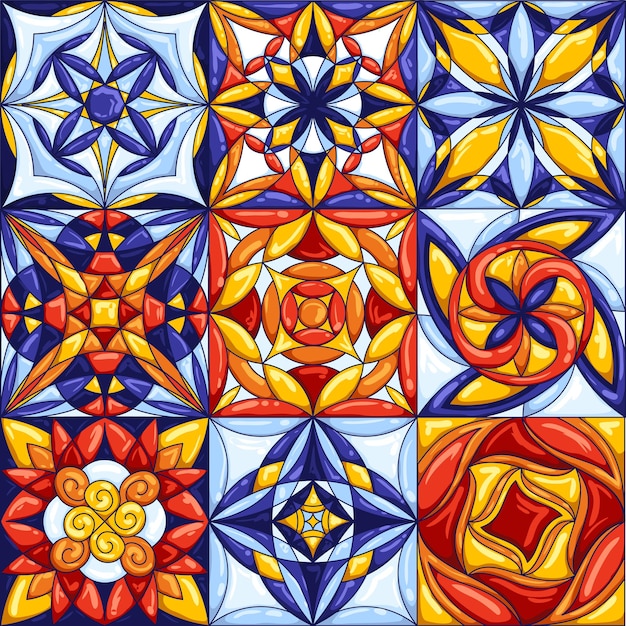 Typical ornate portuguese or italian ceramic tiles